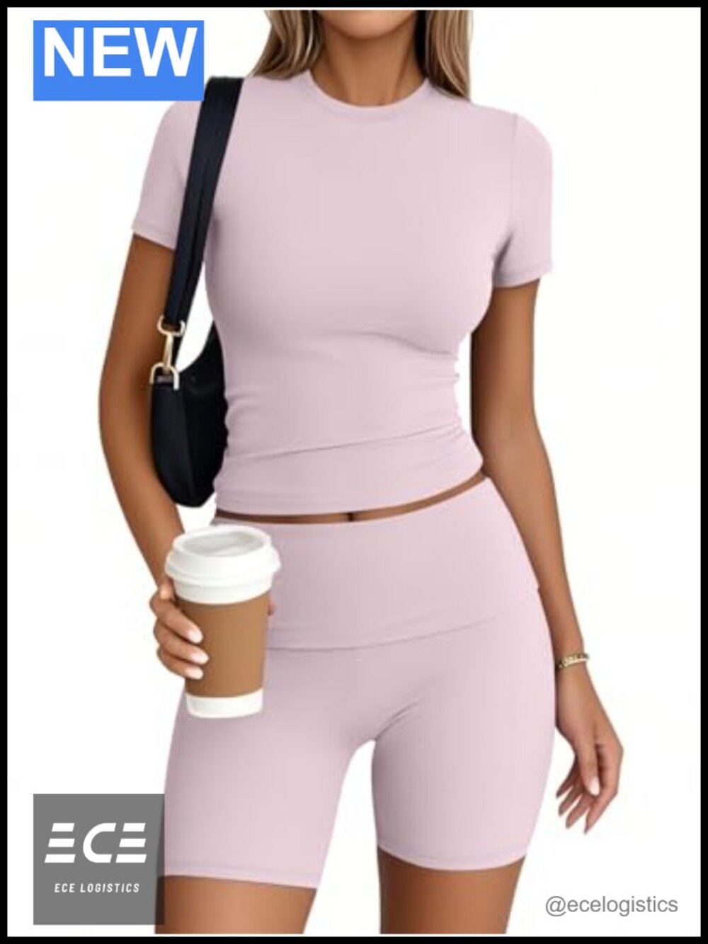Trendy Queen Nylon Spandex 2 Piece Workout Short Set Crop Top Slim Shorts